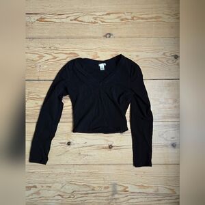 Bozzolo Black Long Sleeve Cropped Top Medium